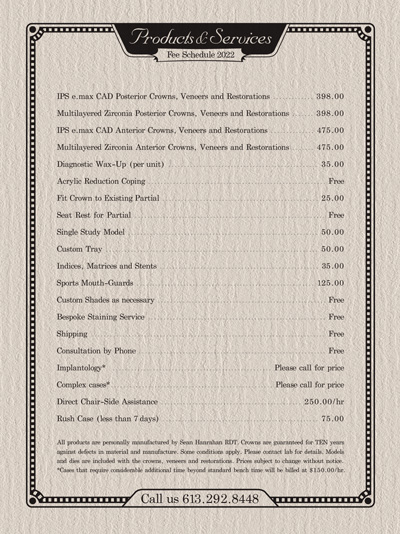 price list picture